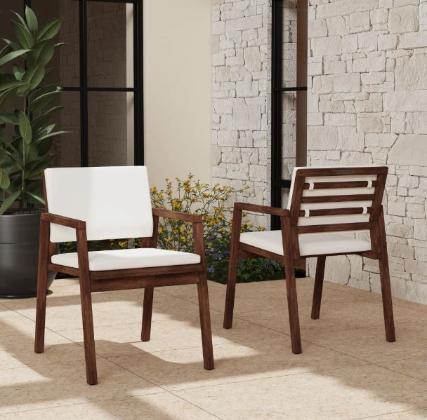 Flexsteel® Nova 2-Piece Dark Brown/Ivory Canvas/Sunbrella Outdoor Dining Chair Set-4