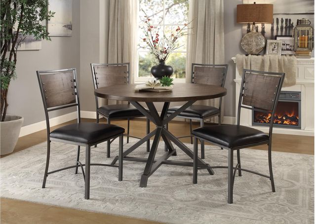 Mazin Furniture Fideo Burnished Brown Dining Table with Gray Metal Base -3