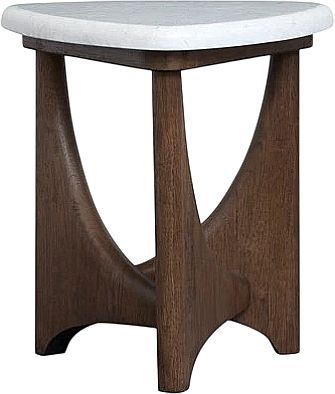 Magnussen Home® Arwen White End Table with Brown Base-1