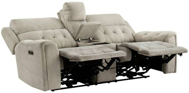 Homelegance® Celeste Taupe Double Power Reclining Loveseat with Center Console-3