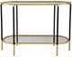 A & B Home Bertram Mirror Top Console Table with Gold and Black Iron Crossed Base,-0