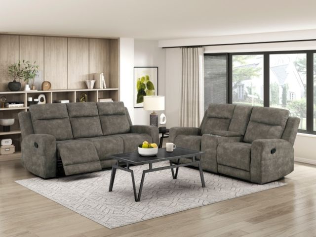 Homelegance® Muncie Brown Double Manual Reclining Sofa-1
