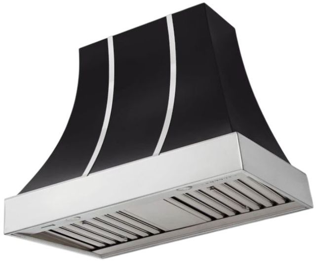 AGA Cascade 36" Matte Black Wall Mounted Range Hood  with Polished Chrome Trim-0