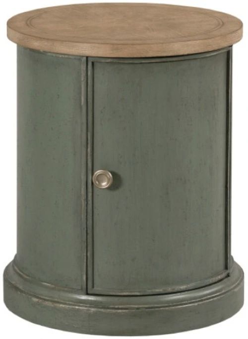 American Drew® Chastain Woodfield Brown Round Accent Table with Green Base-0