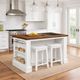 Powell® Penda White Kitchen Island with Stools-1