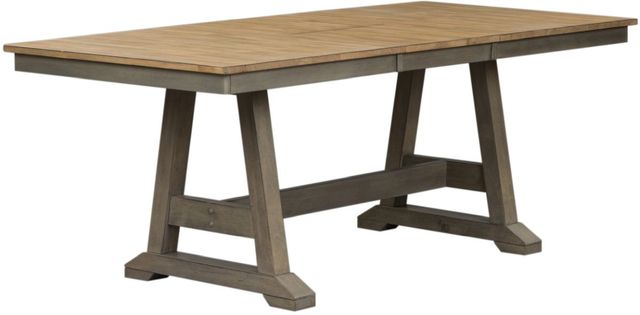 Liberty Furniture Lindsey Farm 7-Piece Gray/Sandstone Trestle Table Set-1
