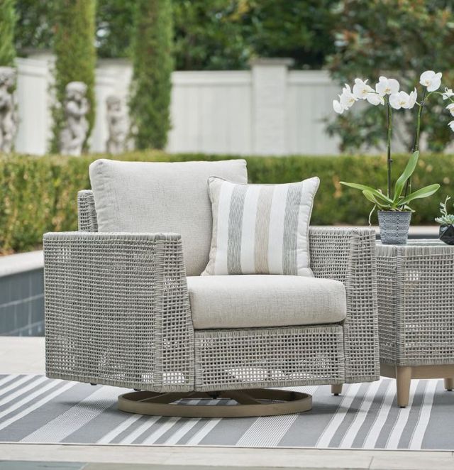Signature Design by Ashley® Seton Creek Gray Outdoor Fabric/Resin Wicker Swivel Lounge-4