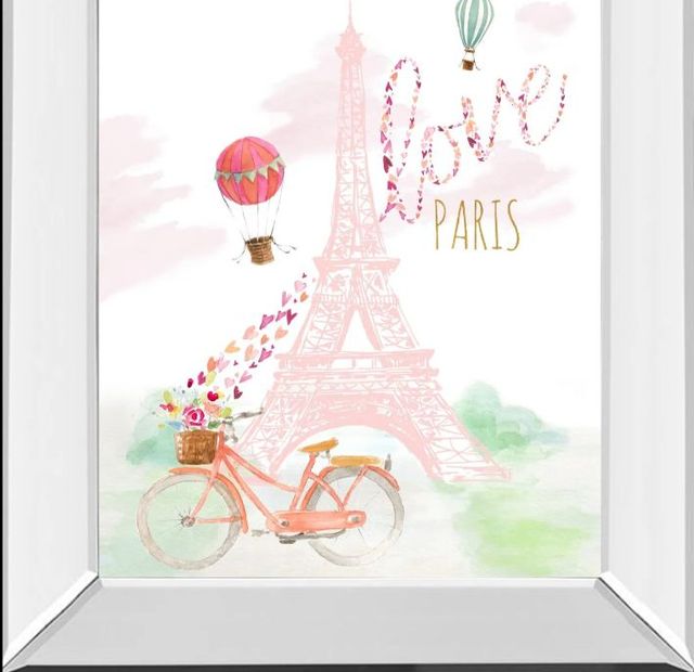 Classy Art Pink Eiffel Bike Ride by LanieLoreth Mirror Framed Wall Art-1