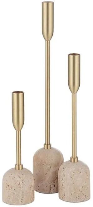 Renwil® Vesta 3-Piece Satin Brass Candle Holder Set-0