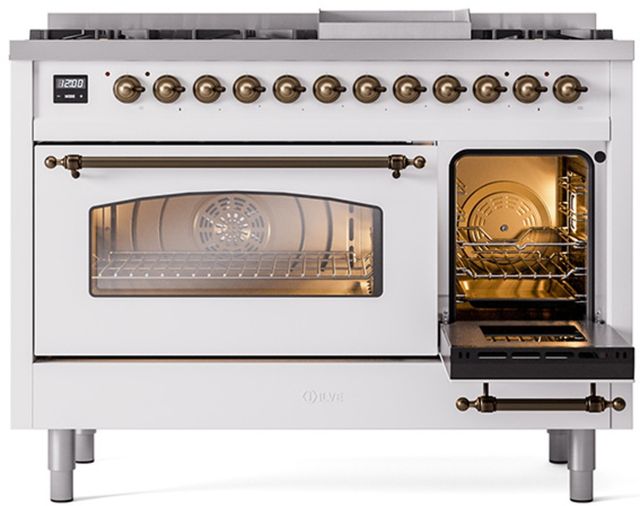 Ilve® Nostalgie II Series 48" White Pro Style Dual Fuel Range-3