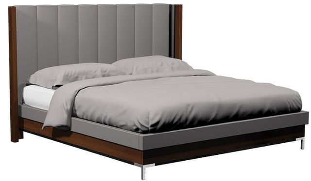 Country View Woodworking American Modern Brown Maple Vertical Panel Upholstered Queen Bed-0