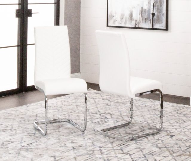 Cramco Murano Chrome/White Dining Side Chair-1