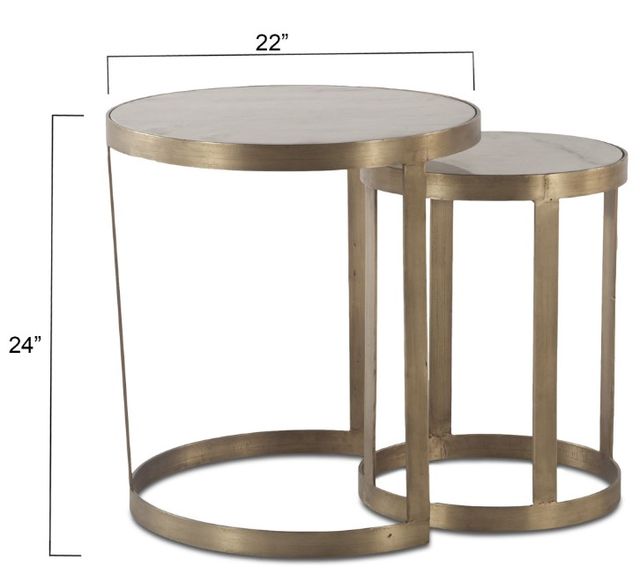 Home Trends & Design Michaelangelo White Top Nesting Side Table with Antique Bronze Base-2