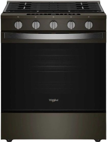 Whirlpool® 30" Black Stainless Steel Slide In Gas Range with Air Cooking Technology, Steam/Self Clean and High Speed Preheat-0