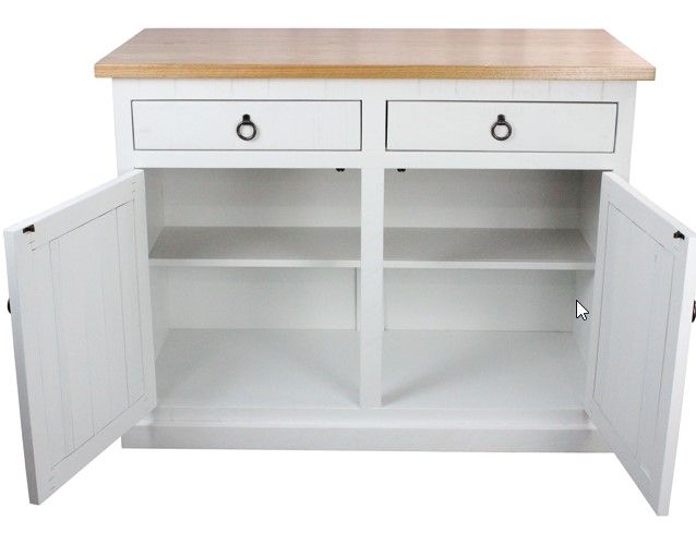American Heartland Manufacturing Rustic Shutter Door Kitchen Island with Flip-Up Top-2