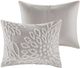 Olliix by Madison Park 3 Piece Grey/White Full/Queen Veronica Tufted Cotton Chenille Floral Duvet Cover Set-1