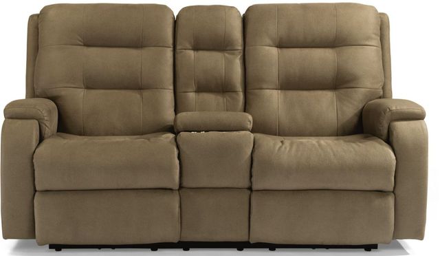 Flexsteel® Arlo Fossil Power Reclining Loveseat with Console and Power Headrests-1