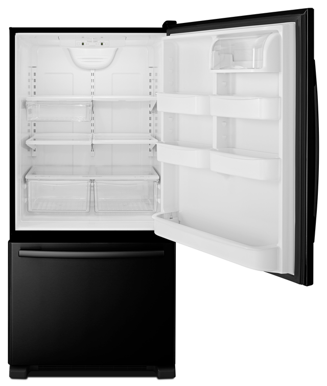 Amana® 33" 22.1 Cu. Ft. Black Bottom Freezer Refrigerator with EasyFreezer™ Pull-Out Drawer-1
