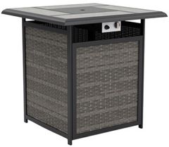 Furniture of America® Arosa Gray Metal/Rattan Outdoor Fire Pit Counter Table