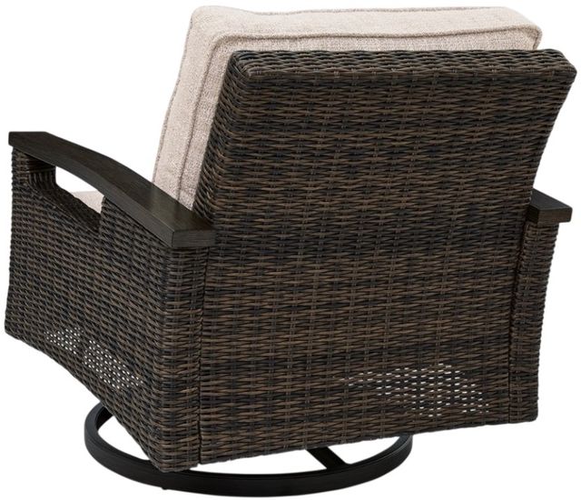 Signature Design by Ashley® Drakes Beach 2-Piece Beige/Dark Brown Aluminum Outdoor Swivel Lounge Chair-4