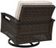 Signature Design by Ashley® Drakes Beach 2-Piece Beige/Dark Brown Aluminum Outdoor Swivel Lounge Chair-4