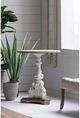 A & B Home Antique Natural End Table with White Base-3