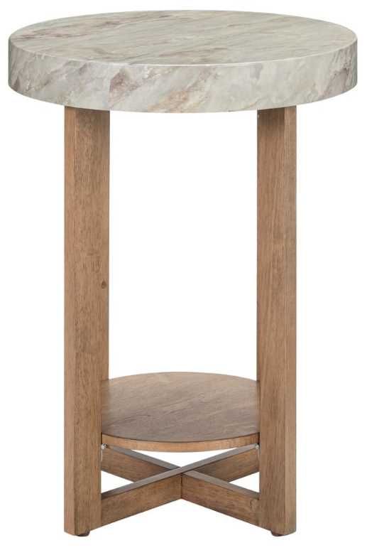 Liberty Furniture Danby Alabaster Chairside Table with Nutmeg Base-2