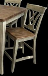 Solid Wood Barstool w/ Light Gray Finish & Rustic Brown Seat (Qty 2)-0