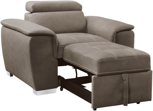 Homelegance® Ferriday Taupe Chair with Adjustable Headrest and Pull-Out Ottoman-0