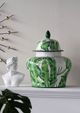 A & B Home Urn Green/White Lidded Jar-1