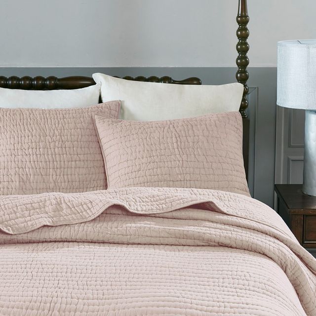 Olliix by Madison Park Signature Serene Blush Full/Queen Cotton Hand Quilted Coverlet Set-2