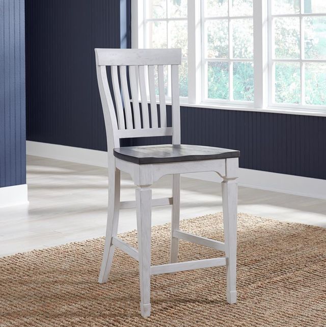 Liberty Furniture Allyson Park Charcoal/Wirebrushed White Counter Height Slat Back Chair-1