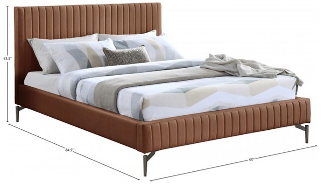 Meridian Furniture Gallo Cognac Vegan Leather Queen Upholstered Panel Bed-3