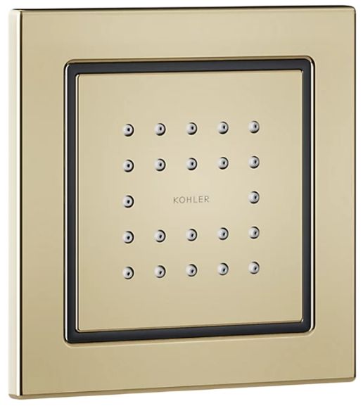 KOHLER® WaterTile® Vibrant French Gold 2.5 GPM Square 22-Nozzle Single-Function Body Spray-0