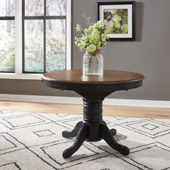 Liberty Furniture Carolina Crossing Antique Honey Pedestal Dining Table with Black Base-1