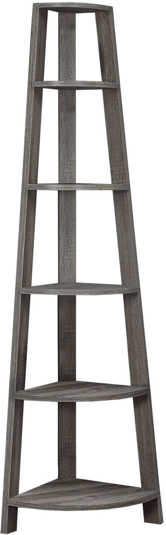 Monarch Specialties Inc. Dark Taupe Corner Accent Etagere-0