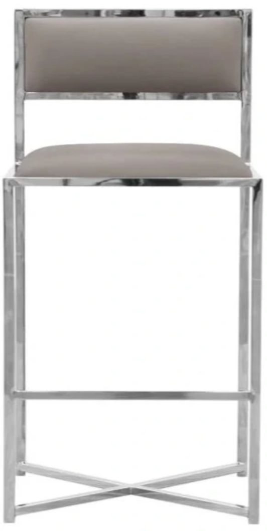 Modus Furniture Amalfi Chrome/Taupe X-Base Bar Stool-2
