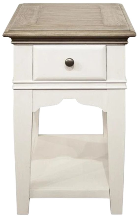 Riverside Furniture Myra Natural Chairside Table with Paperwhite Base-2