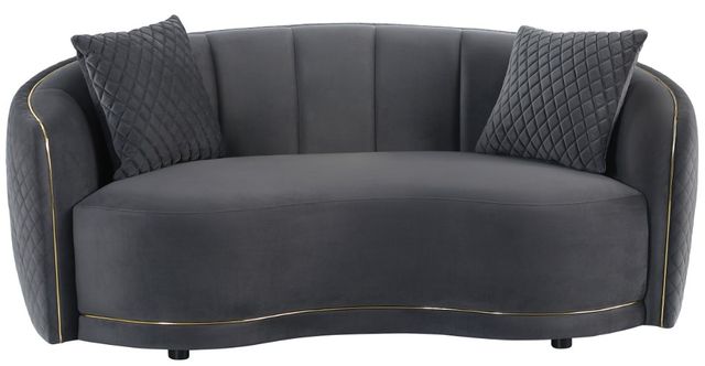 Coaster® Brookside Dark Gray Velvet Upholstered Curved Loveseat-1