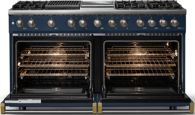 Viking® 5 Series 60" Slate Blue Pro Style Dual Fuel (LP) Range with Brushed Brass Trim-1