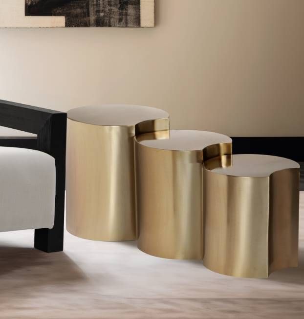 Meridian Furniture Dimple 3-Piece Gold Modular Nesting End Table Set-3