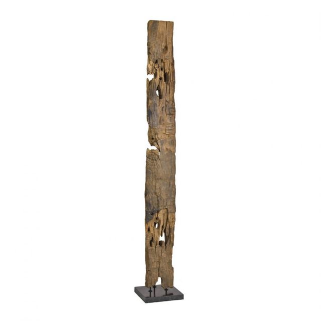 Moe's Home Collection Teak Wood Panels On Black Marble Stand-0