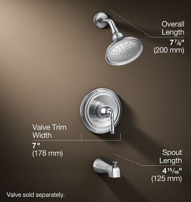 KOHLER® Devonshire® Rite-Temp® Polished Chrome 1.75 GPM Bath and Shower Trim Kit-2