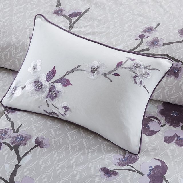 Olliix by Madison Park 7 Piece Purple Full/Queen Holly Cotton Duvet Cover Set-4