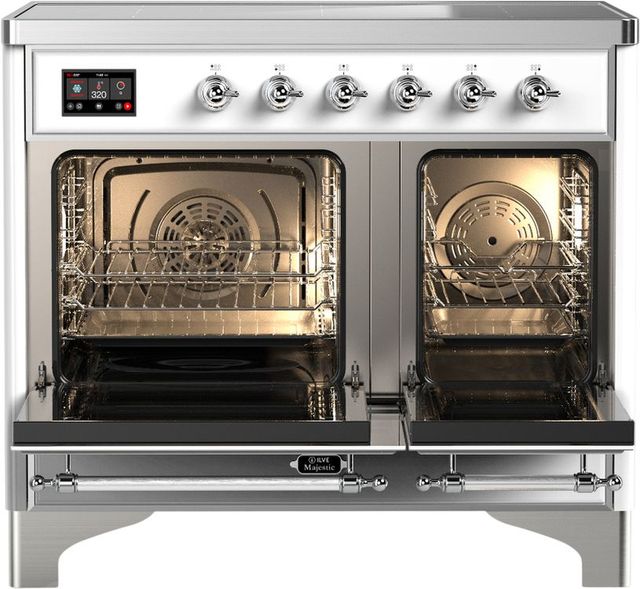 Ilve® Majestic III 40" White Pro Style Induction Range with Solid Door and Chrome Trim-1