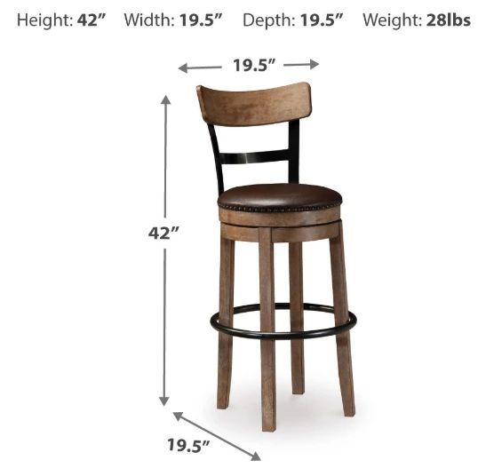 Signature Design by Ashley® Pinnadel Light Brown Tall Upholstered Swivel Bar Stool-1