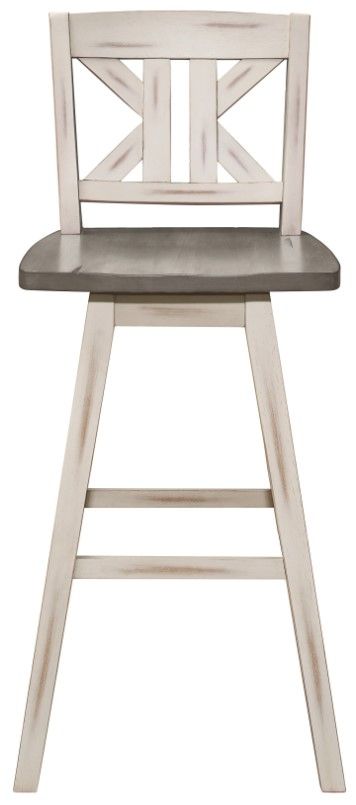 Homelegance® Amsonia Distressed Gray/White Sand Swivel Pub Height Chair with Divided X-Back-2