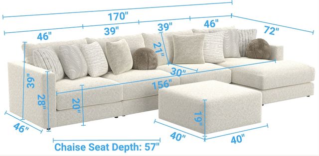 Jackson Furniture Ritzy 5-Piece Bone Right-Arm Facing Sectional with Ottoman-2