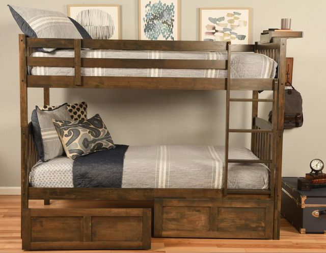 Kodiak Furniture Claire Rustic Walnut Twin Storage Futon with Tray-2