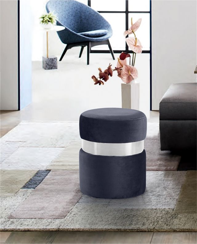 Meridian Furniture Hailey Grey Velvet Stool-1